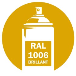 Bombe de peinture RAL 1006 Jaune maïs brillant DISOLAC 400ml, spray pro gloss pour métal, bois, plastique et usage industriel.