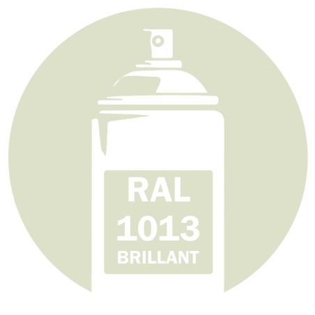 Bombe de peinture RAL 1013 Blanc nacré brillant DISOLAC 400 ml, spray professionnel brillant pour bois et usage industriel.