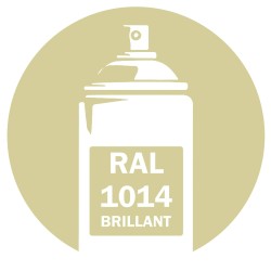 Bombe de peinture RAL 1014 Ivoire brillant DISOLAC 400 ml, spray professionnel brillant pour métal, bois et usage industriel.