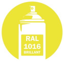 Bombe de peinture RAL 1016 Jaune soufre brillant DISOLAC 400ml, spray pro gloss pour métal, bois, plastique et usage industriel.