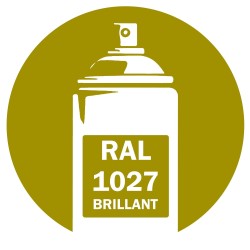 Bombe de peinture RAL 1027 Jaune curry brillant DISOLAC 400ml, spray pro gloss pour métal, bois, plastique et usage industriel.