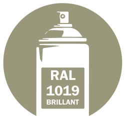 Bombe de peinture RAL 1019 Beige gris brillant DISOLAC 400 ml, spray professionnel brillant pour bois et usage industriel.