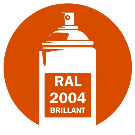 Bombe de peinture RAL 2004 Pure orange brillant DISOLAC 400ml, spray pro gloss pour métal, plastique et usage industriel.