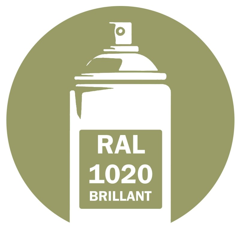 Bombe de peinture RAL 1020 Jaune olive brillant DISOLAC 400ml, spray pro gloss pour métal, bois, plastique et usage industriel.