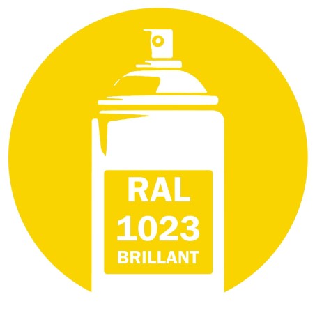 Bombe de peinture RAL 1023 Jaune signalisation brillant, spray pro gloss pour métal, bois, plastique et usage industriel.