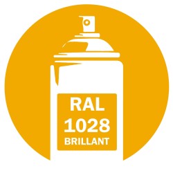 Bombe de peinture RAL 1028 Jaune melon brillant DISOLAC 400ml, spray pro gloss pour métal, bois, plastique et usage industriel.