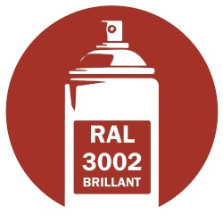 Bombe de peinture RAL 3002 Rouge carmin brillant, spray pro gloss pour métal, bois, plastique et usage industriel.