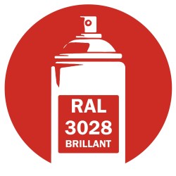 Bombe de peinture RAL 3028 Rouge pu Brillant, spray pro gloss pour métal, bois, plastique et usage industriel.