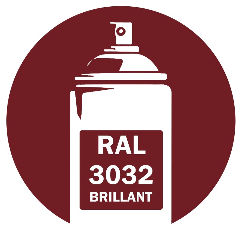 Bombe de peinture RAL 3032 Rouge perle rubis brillant 400 ml, spray pro gloss pour métal, bois, plastique et usage industriel.