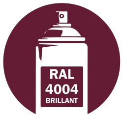 Bombe de peinture RAL 4004 Claret Violet brillant 400 ml, spray professionnel pour métal, bois, plastique et usage industriel.