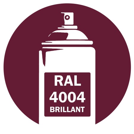 Bombe de peinture RAL 4004 Claret Violet brillant 400 ml, spray professionnel pour métal, bois, plastique et usage industriel.