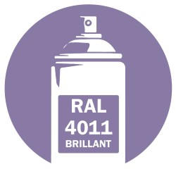 Bombe de peinture RAL 4011 Pearl Violet brillant 400 ml, spray professionnel pour métal, bois, plastique et usage industriel.