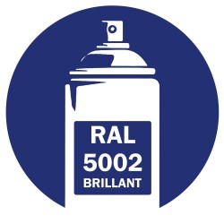 Bombe de peinture RAL 5002 Bleu ultramarin brillant, spray professionnel gloss pour métal, bois, plastique et usage industriel.