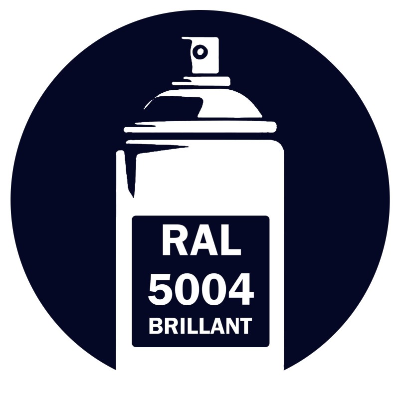 Bombe de peinture RAL 5004 Bleu noir brillant 400 ml, spray professionnel gloss pour métal, bois, plastique et usage industriel.