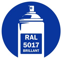 Bombe de peinture RAL 5017 Bleu signal brillant, spray professionnel gloss pour métal, bois, plastique et usage industriel.