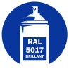 Bombe de peinture RAL 5017 Bleu signal brillant, spray professionnel gloss pour métal, bois, plastique et usage industriel.