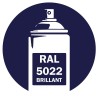 Bombe de peinture RAL 5022 Bleu nuit brillant, spray professionnel gloss pour métal, bois, plastique et usage industriel.