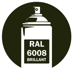 Bombe de peinture RAL 6008 Vert brun brillant, spray professionnel gloss pour métal, bois, plastique et usage industriel.