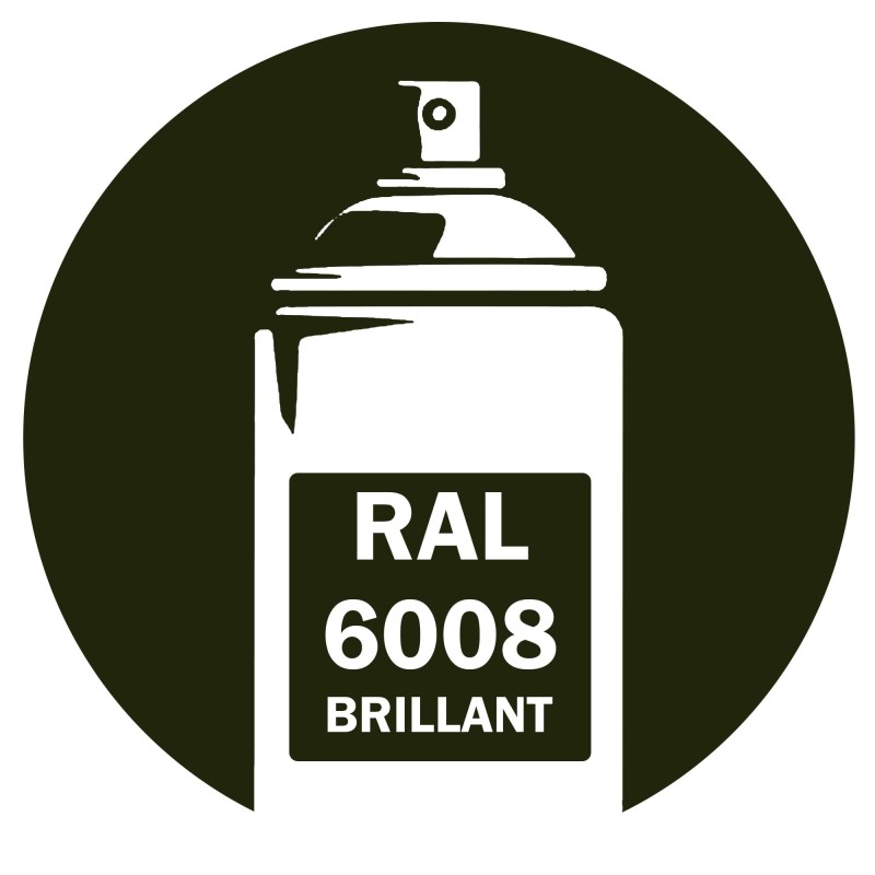 Bombe de peinture RAL 6008 Vert brun brillant, spray professionnel gloss pour métal, bois, plastique et usage industriel.
