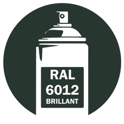 Bombe de peinture RAL 6012 Vert noir brillant, spray professionnel gloss pour métal, bois, plastique et usage industriel.