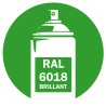 Bombe de peinture RAL 6018 Vert jaune brillant, spray professionnel gloss pour métal, bois, plastique et usage industriel.