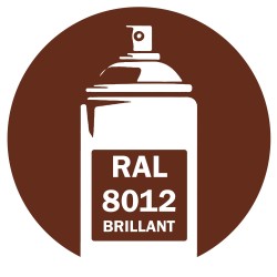 Bombe de peinture RAL 8012 Brun rouge (Red brown) brillant, spray gloss pour métal, bois, plastique et usage industriel.