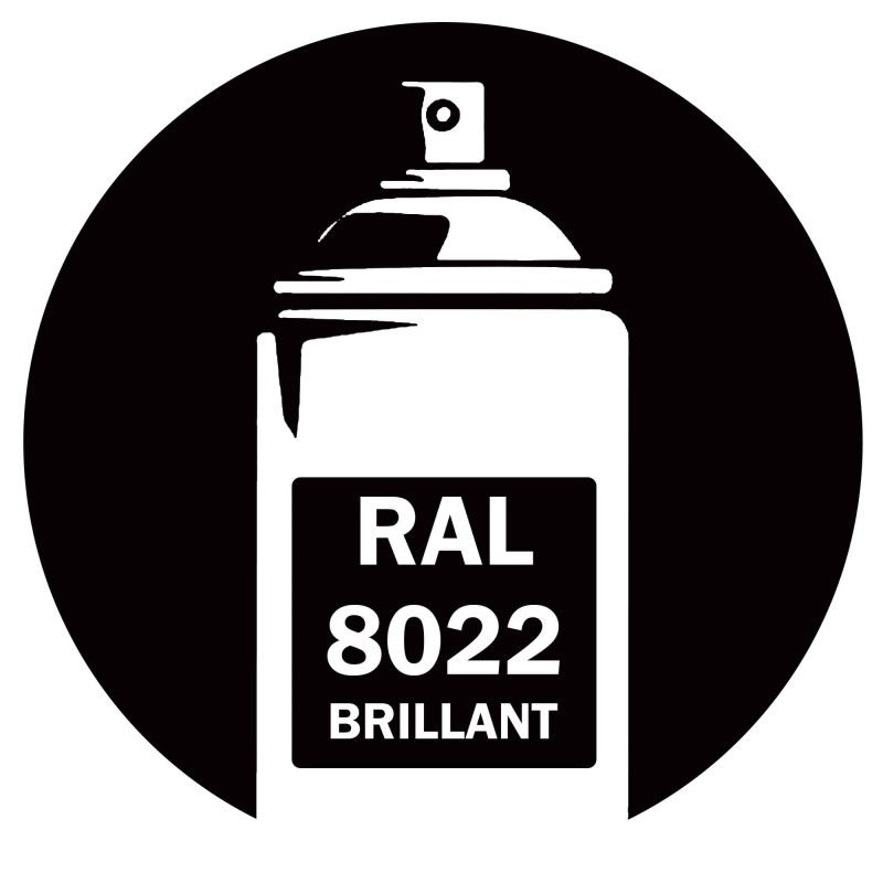 Bombe de peinture RAL 8022 Brun noir (Black brown) brillant, spray gloss pour métal, bois, plastique et usage industriel.