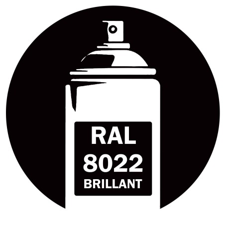 Bombe de peinture RAL 8022 Brun noir (Black brown) brillant, spray gloss pour métal, bois, plastique et usage industriel.