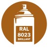 Bombe de peinture RAL 8023 Brun orange (Orange brown) brillant, spray gloss pour métal, bois, plastique et usage industriel.