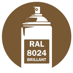 Bombe de peinture RAL 8024 Brun beige (Beige brown) brillant, spray gloss pour métal, bois, plastique et usage industriel.