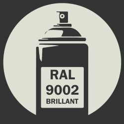 Bombe de peinture RAL 9002 Gris blanc brillant, spray professionnel gloss pour métal, bois, plastique et usage industriel.