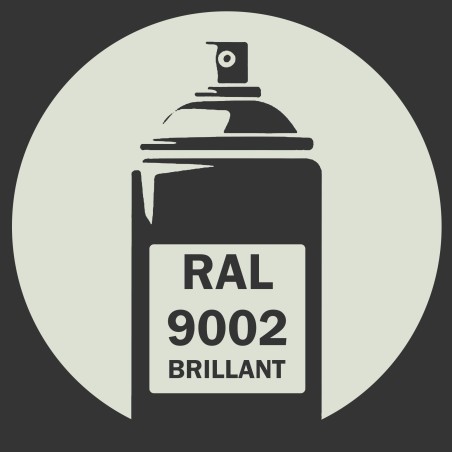 Bombe de peinture RAL 9002 Gris blanc brillant, spray professionnel gloss pour métal, bois, plastique et usage industriel.
