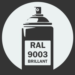 Bombe de peinture RAL 9003 Blanc signal brillant, spray professionnel gloss pour métal, bois, plastique et usage industriel.