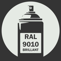 Bombe de peinture RAL 9010 Pur blanc brillant, spray professionnel gloss pour métal, bois, plastique et usage industriel.