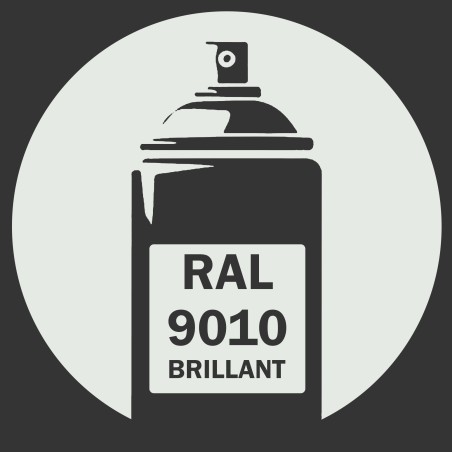 Bombe de peinture RAL 9010 Pur blanc brillant, spray professionnel gloss pour métal, bois, plastique et usage industriel.