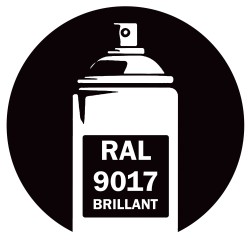 Bombe de peinture RAL 9017 Noir signalisation Brillant, spray gloss pour métal, bois, plastique et usage industriel.